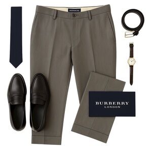 Burberry London Mens Wool Silk Gray Dress Pants 32x29 Italian Tailored Luxury